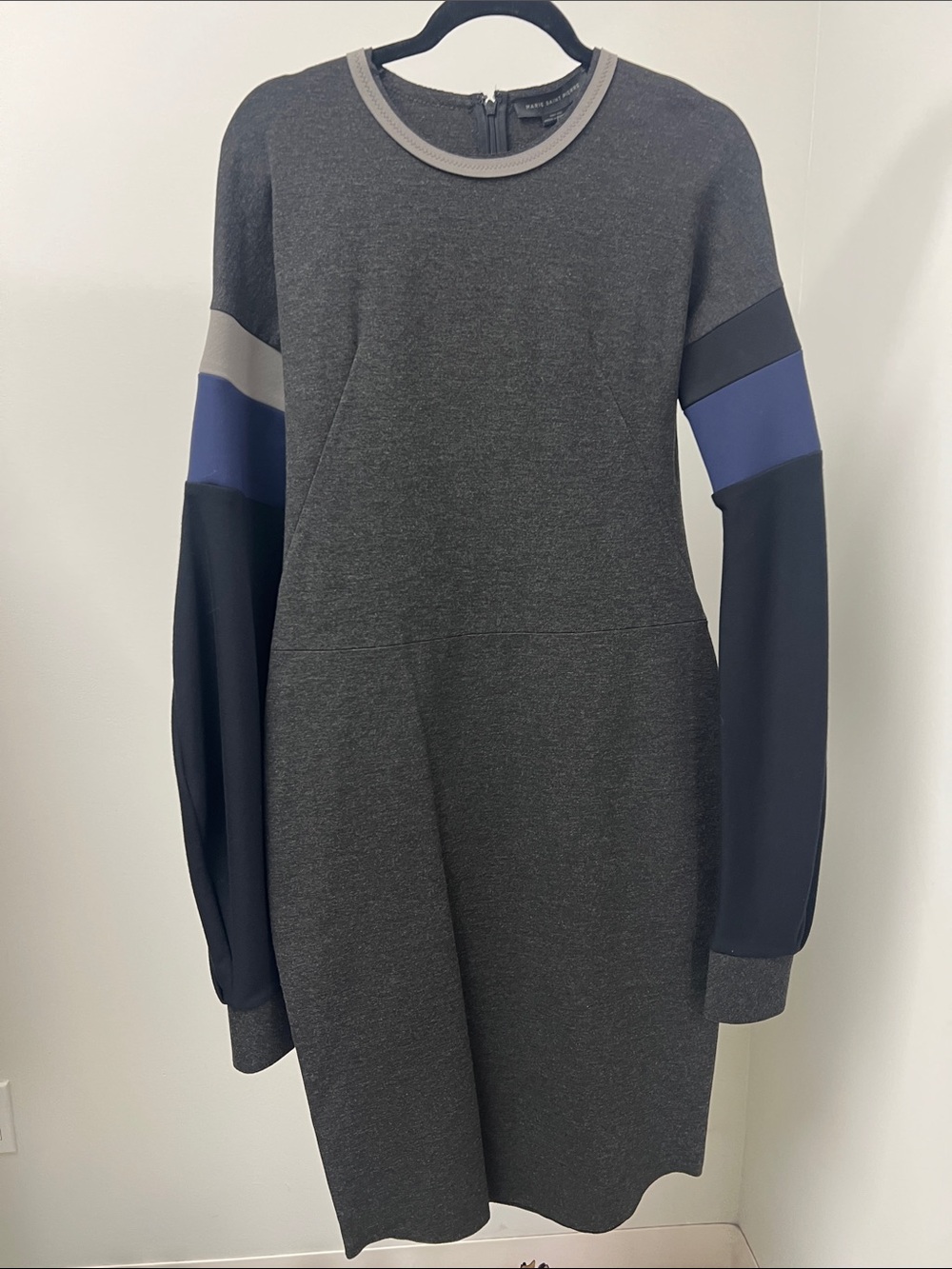 Marie Saint Pierre Charcoal Colorblock-sleeve dress